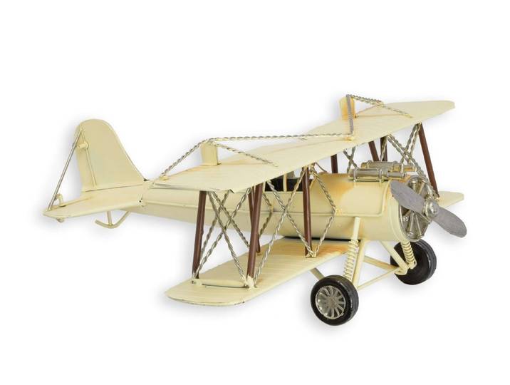 Aubaho Dekoobjekt Blechmodell eines Doppeldecker Flugzeug Modellflugzeug Replikat Retro