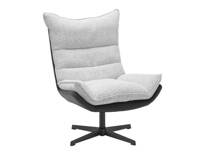 Sessel Bouclé Creme, Schwarz