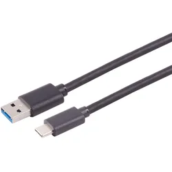 Lade- & Datenkabel USB-A auf USB-C - Blitzschnelles Laden & 5 Gbps Datenaustausch für Smartphones & Tablets - USB 3.0 Schwarz 1m Rundkabel