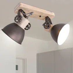 RETRO Decken Lampe Wohn Zimmer schwenkbar Holz Leuchte Industrie Stil Strahler 7969A