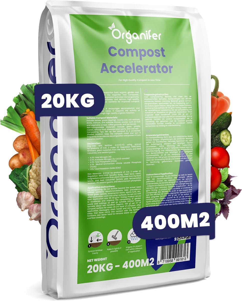 Organifer Compostversneller met Guano voor snelle humusvorming en regenwormen - 20 kg