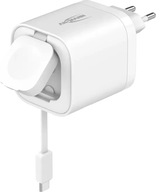 Ansmann Home Charger HC265PD mit Kabel und Apple Watch Lader 5,8A 65W 2-Port (weiß)