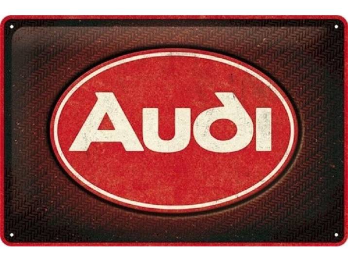 Audi - Logo Red Shine​. Metalen wandbord in reliëf 20 x 30 cm.