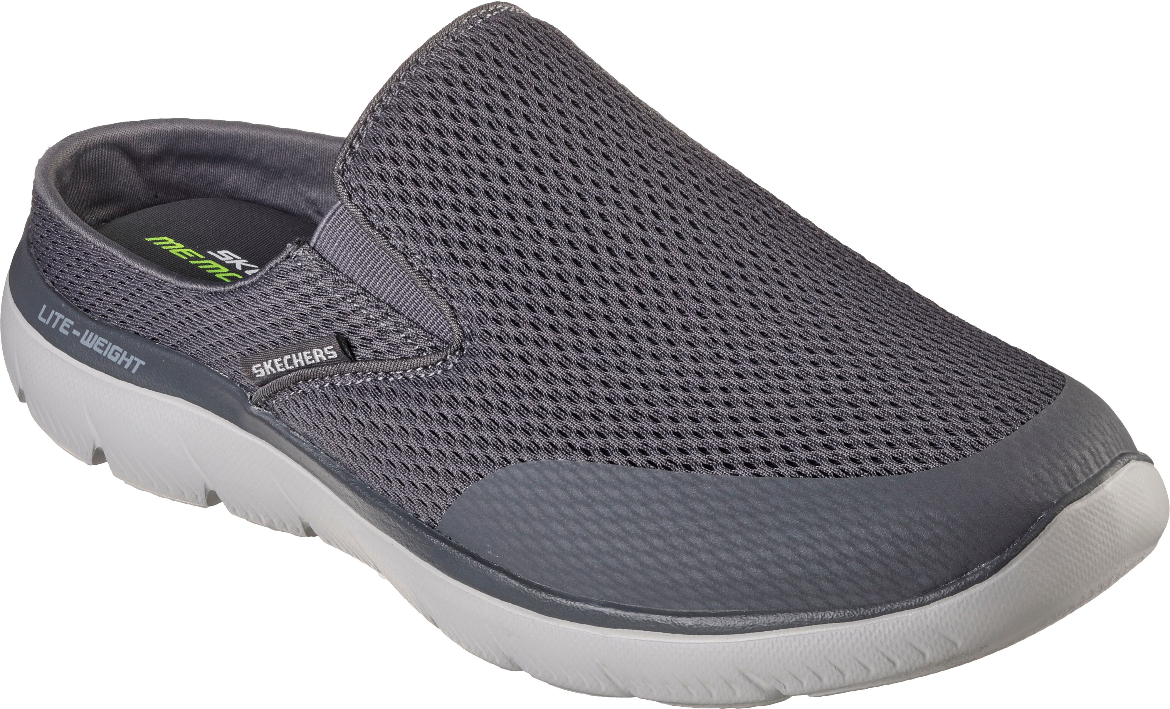 Clog SKECHERS "SUMMITS", Herren, Gr. 48,5, grau, Textil, Schuhe Clog, Sommerschuh, Schlappen, Urlaub, im sportiven Look