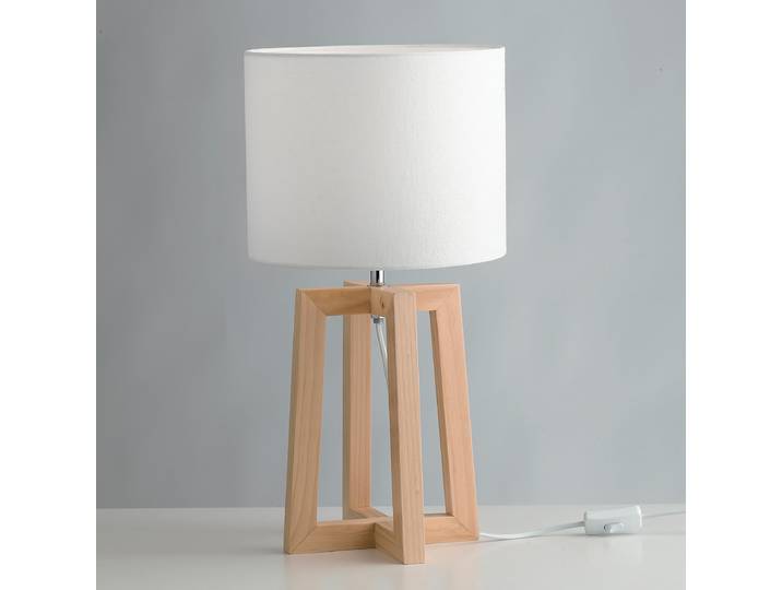 Tischleuchte Berry 25 x 47 x 25cm Weiß Baumwollstoff E14