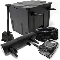Wiltec, Brunnen + Gartenteich, Teichfilter Set 12000l 36W UVC Klärer SuperEco Pumpe Skimmer Springbrunnen 013