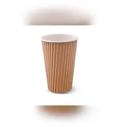 emissimo Riffelbecher aus Karton + PE “BROWN” - Typ: Becher - Kapazität: 480 ml (16 oz) -  500 Stück