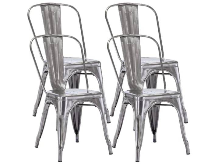 Duhome 4er Set Esszimmerstuhl aus Metall mit Rückenlehne, Metallic Bistrostuhl aus Eisen Esszimmerstuhl, Stapelbare Küchenstühle