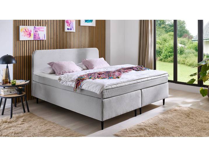 Boxspringbett Villach mit integriertem Topper in Stoff