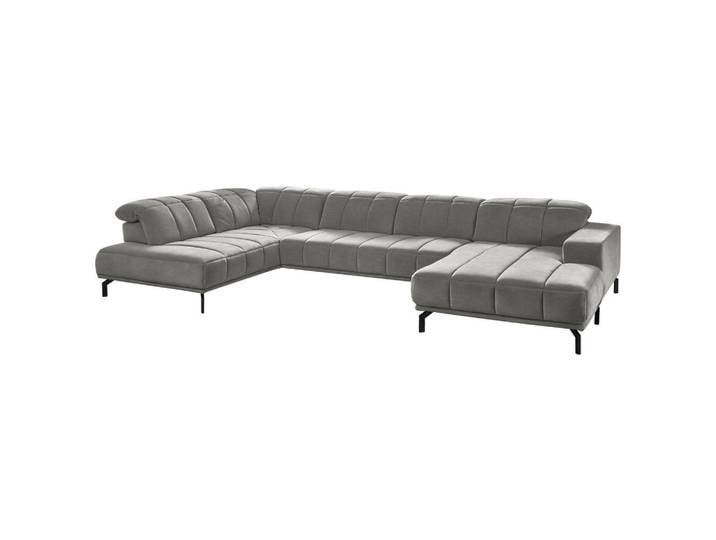 Beldomo Style Wohnlandschaft, Hellgrau, Metall, 5-Sitzer, U-Form, 383x219 cm, Goldenes M, Typenauswahl, Fußauswahl, Stoffauswahl, seitenverkehrt erhältlich, Hocker erhältlich, Wohnzimmer, Sofas & Couches, Wohnlandschaften, Wohnlandschaft U-Form