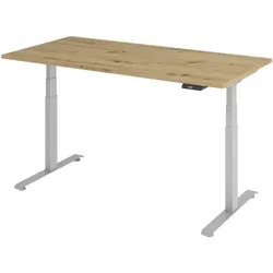 BaseLite Schreibtisch höhenverstellbar (elektrisch) »Base« 160 cm Gestell silbern braun, 160x129.5x80 cm