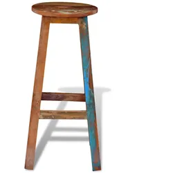 Helloshop26 - Design Barhocker Stuhl Sitz massives recyceltes Holz