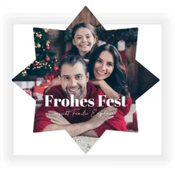 Weihnachtskarte: Weihnachtsstern mit Foto in Weiß