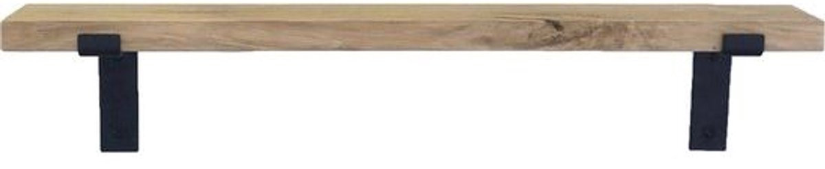 GoudmetHout Lichte Eiken Wandplank met Zwarte Plankdragers L
