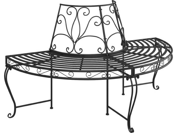 vidaXL Banc d'arbre semi-circulaire 160 cm noir acier