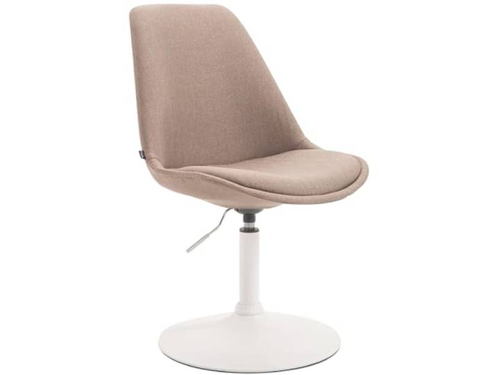 CLP Esszimmerstuhl Maverick I Stoff-Bezug I Drehstuhl, Farbe:Taupe, Gestell Farbe:weiß
