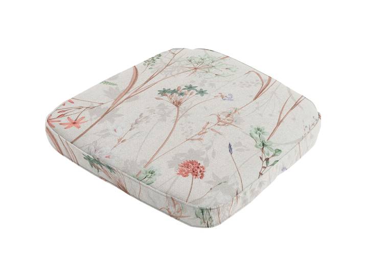 Stuhlkissen Outdoor, Blumenmuster weiss, 48 x 48 cm