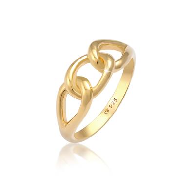 Silberring ELLI "Ring Knoten Symbol Chain Look 925 Silber" Gr. 52, gold, Fingerringe, Damen, 52, Silber 925 (Sterlingsilber), Silberring
