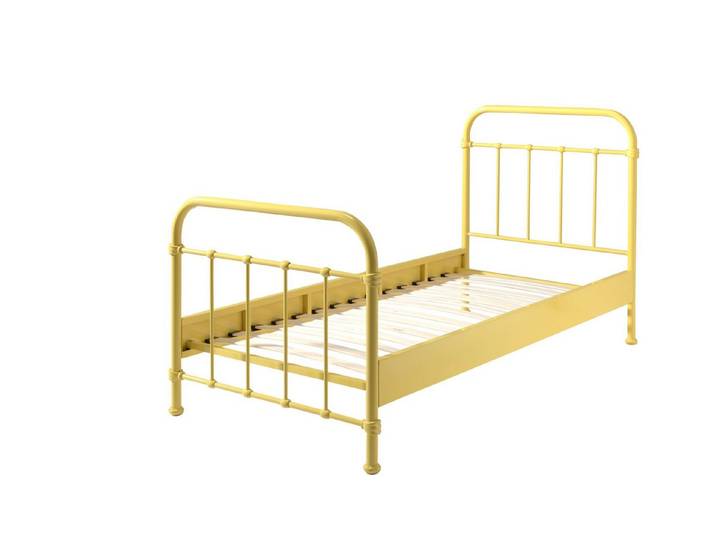 58 aufm Kessel Bettgestell Metallbett Karlyn 210x98x111 Einzelbett Kinderbett Metall Gelb (inkl. Versand, Lieferung bis Verwendungsstelle), Liegefläche 90x200, stabile Metallkonstruktion, inkl. Lattenrost