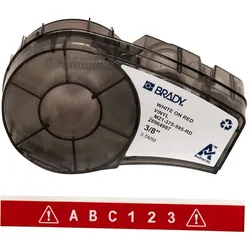 Brady, Etikettenrolle, M21-375-595-RD-WT, Vinyl, Weiss auf Rot, 9,53mm x 6,4m, permanent, endlos