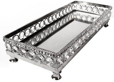 Jiallo Heim Concept Sparkle Vanity Mirror Tray with Beaded Crystals