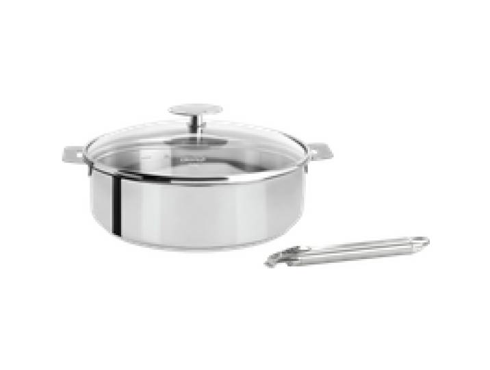Set Sauteuse inox 24 cm MUTINE amovible + 1 couvercle verre PLATINE + 1 Poignée inox ZENITH 2