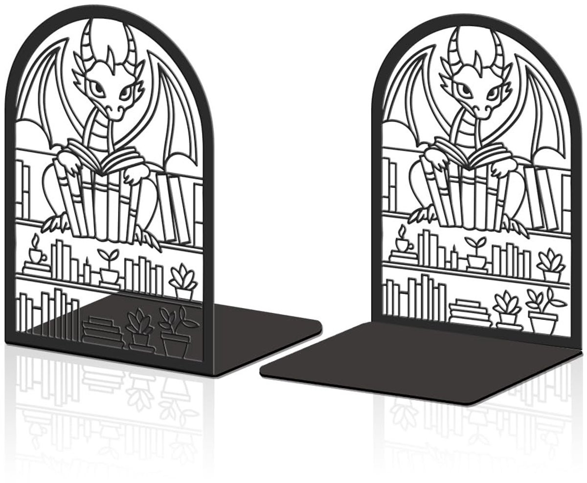 Dailygoods Boekensteunen met Robuust Metalen Drakenmotief