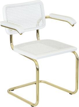 Furnish Theory Breuer Chair Company Marcel Breuer Cesca Cane Cantilever Armchair Arm Chair w/ Brass Steel Frame (Various Wood & Cane Colors)