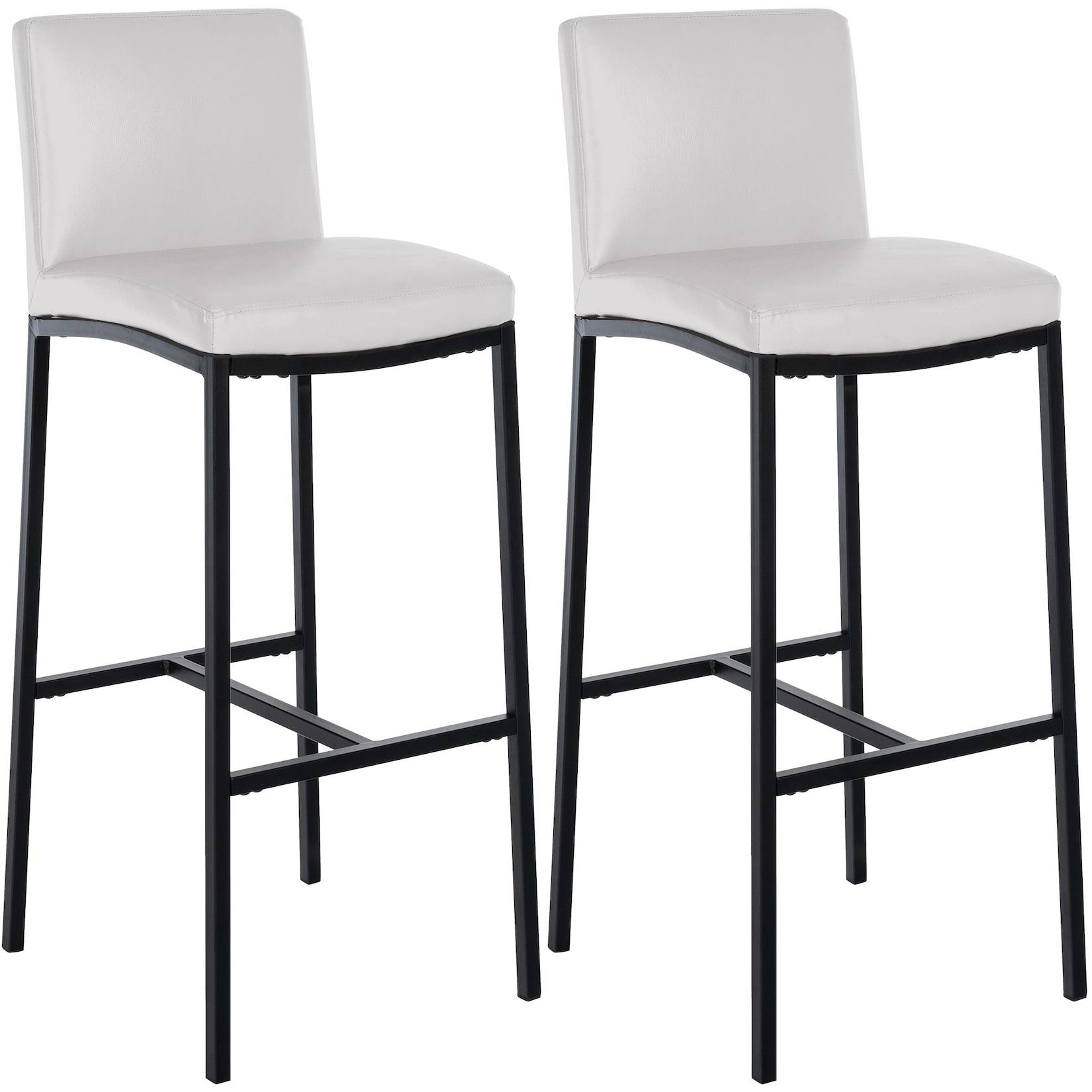CLP Barhocker 2er Set mit Lehne Freeport, Barstühle gepolstert, moderne Tresenstühle mit Metallgestellen matt-schwarz und Fußablagen