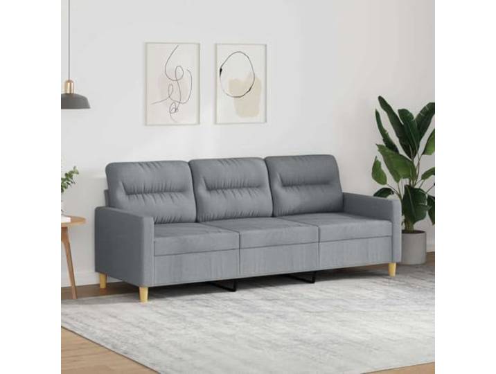 HEFZGDB 3-Sitzer-Sofa Hellgrau 180 cm Stoff Polstermöbel Wohnzimmer Sitzgruppe mit strapazierfähigem Bezug atmungsaktiv langlebig Robustes Metallgestell Stabilität dick gepolsterte