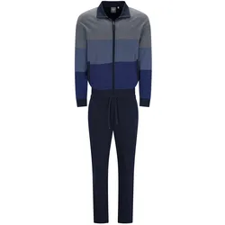 hajo Herren Hausanzug, lang - Klima-Komfort, Zip-Jacke, Baumwoll-Mix Dunkelblau / 3XL