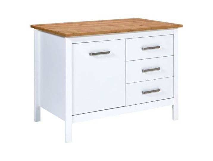 Generisch Kücheninsel - B 124 cm - 1 Tür - 3 Schubladen - Artisan Eiche Dekor - Weiß