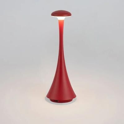 Inspired Living Rechargeable Mushroom Table Lamp USB C Touch Cordless LED Bedside Light matte Red
