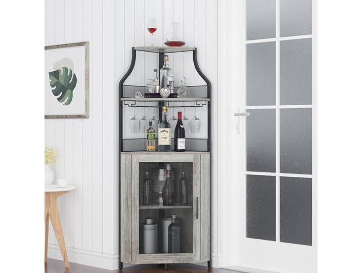 Meuble Range Bouteilles - PROMIRACAL - 50 Bouteilles - 3 Etagères - Bois Massif - Gris