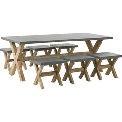 GARTENMÖBEL SET 6-Sitzer Faserzement grau 7-teilig Olbia