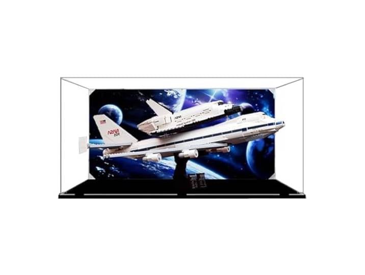 Acryl-Vitrine für Lego 10360 Space Shuttle Modell, staubdichte transparente Vitrine, Modellsammlung Vitrine (Modell nicht im Lieferumfang enthalten) (schwarzer Sockel 3 mm)