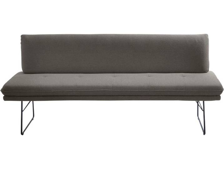 Polsterbank, Flachgewebe, Braun (Schlamm), 195×65 cm, Spitzkissenoptik, K+W-Polstermöbel