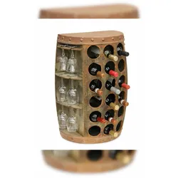 DanDiBo Weinregal Holz Stehend Rustikal Weinfass Flaschenregal 1486 Beistelltisch Schrank Fass Weinbar