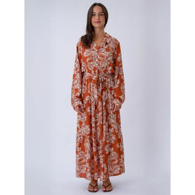 Maxikleid TEESHOPPEN "TEESHOPPEN Dress Lola", Damen, Gr. L, Normalgrößen, orange, Obermaterial: 100% Viskose, Kleider Maxikleid