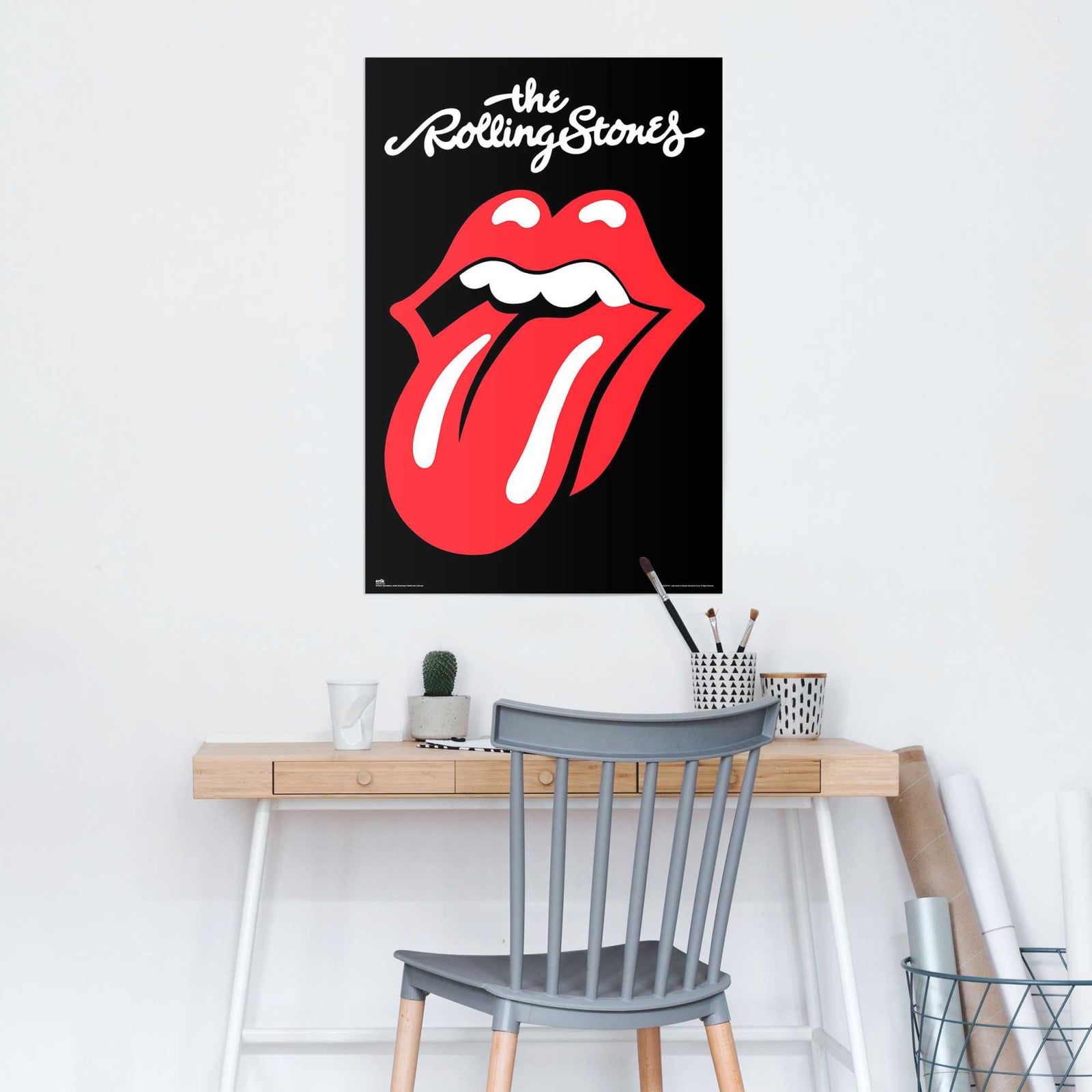 home24 Rolling Stones Logo Poster, zwart, papier, Breedte: 61 cm, Hoogte: 92 cm