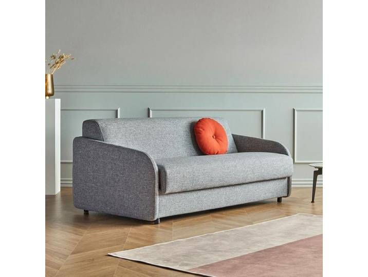 Schlafsofa Zera Webstoff/Bouclé Kunstfaser 72x175x98cm Hellgrau ausziehbar retro/vintage