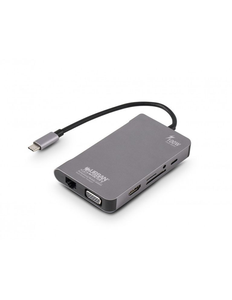 Urban Factory TCM16UF USB 3.2 Gen 1 Type-C naar 3,5 mm kabel, 96 W, Grijs