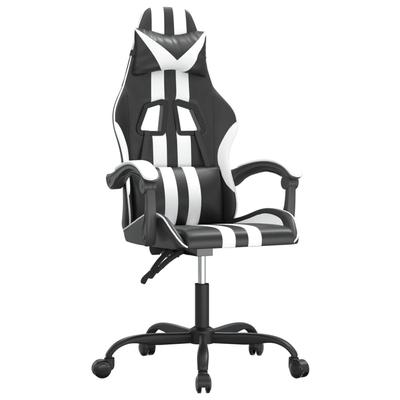 vidaXL Gaming-Stuhl Drehbar Schwarz und Weiß Kunstleder