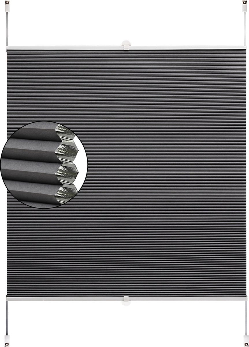 Bolt Edge Honinggraat Deluxe Rolgordijn - Grijs - Lichtdoorlatend - Breedte: 90 cm, Hoogte: 120 cm