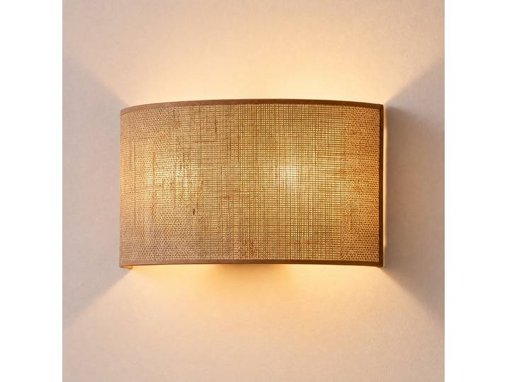 Applique murale Nature en jute, largeur 40 cm, tissu, éclairage vers le Duolla - Salon / séjour - Bohême - Tissu / textile - Multi-ampoules