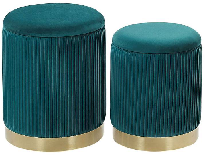 Lot de 2 poufs en tissu bleu 3531x4439cm