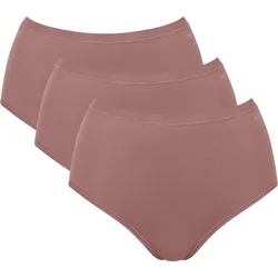 Sloggi Damen Highwaist-Slips, 3er Pack - GO Daily Cotton Highwaist 3P, Unterhose, Stretch-Baumwolle Braun / XL