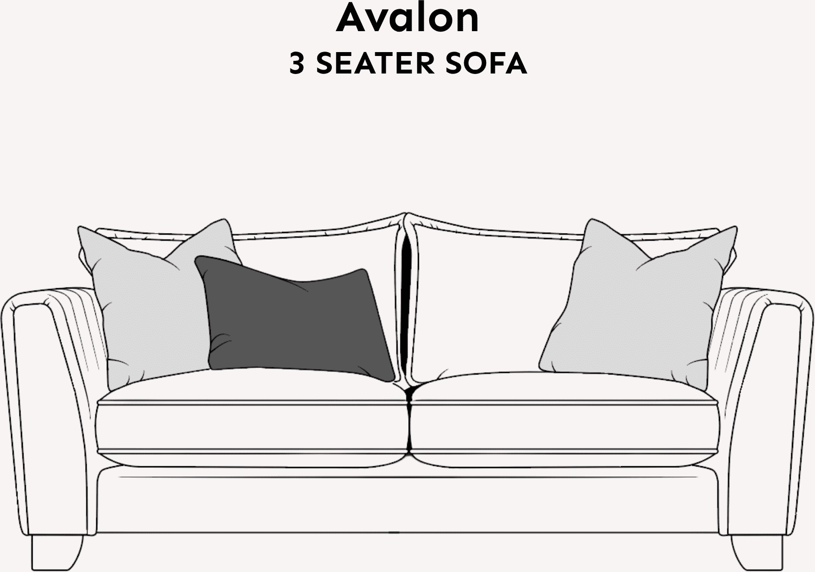 Avalon Neutral Velvet Sofa Range with Monochrome Accents, 3 Seater