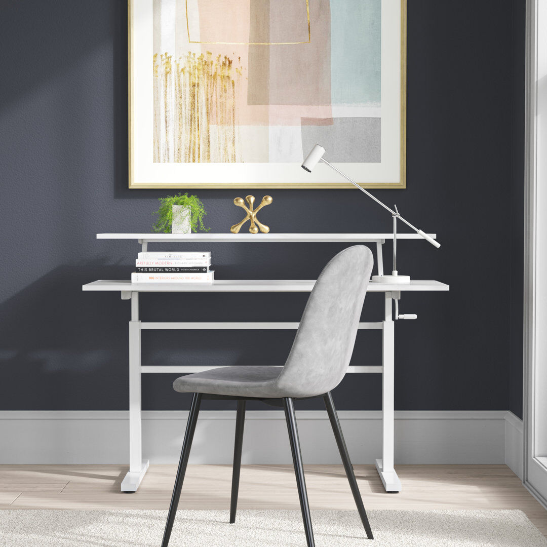 Wade Logan Mirari Adjustable Height Standing Desk White/White 126cm H X 120cm W X 60cm D