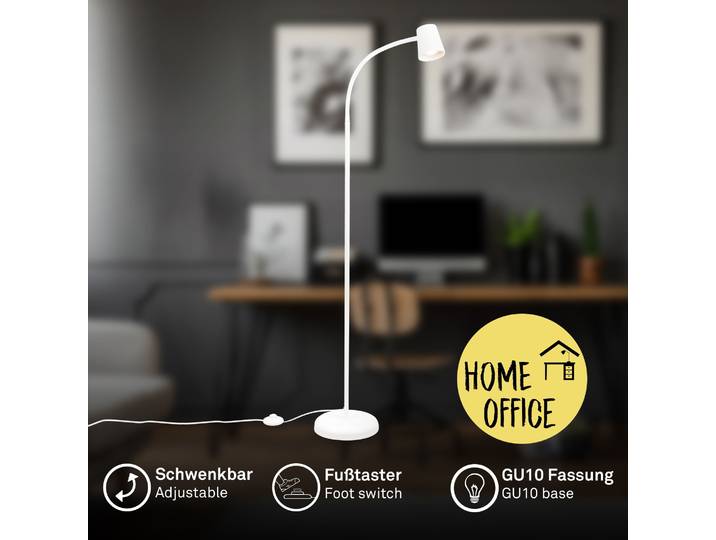 BRILONER LEUCHTEN LED Stehlampe Stehleuchte, weiß, 1xGU10/max. 9W exkl. , weiß, Leuchten, LED Stehlampe